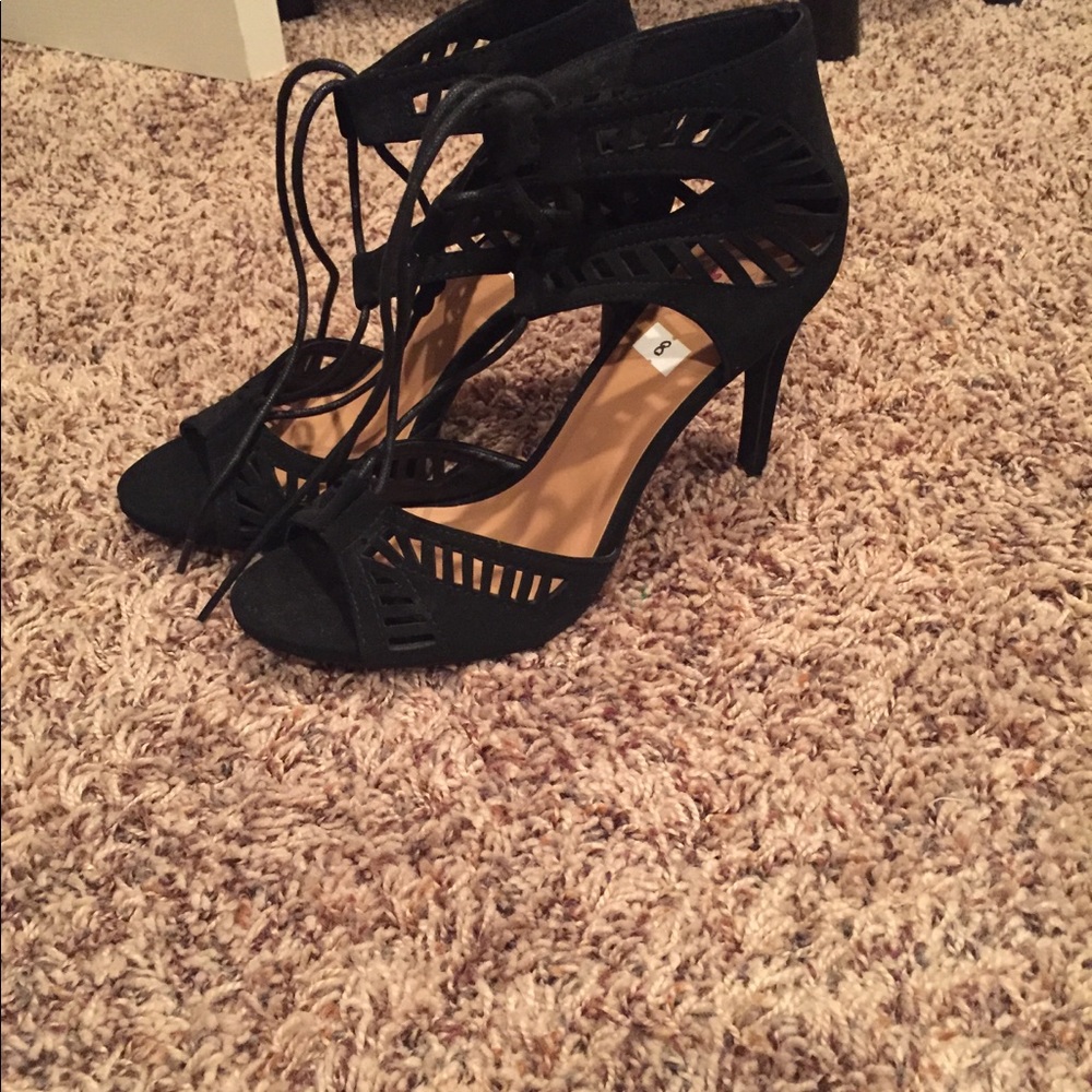 Black lace up heels